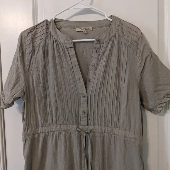 Gray Short Sleeve Midi Dress - Size Large - Picture 3 of 5